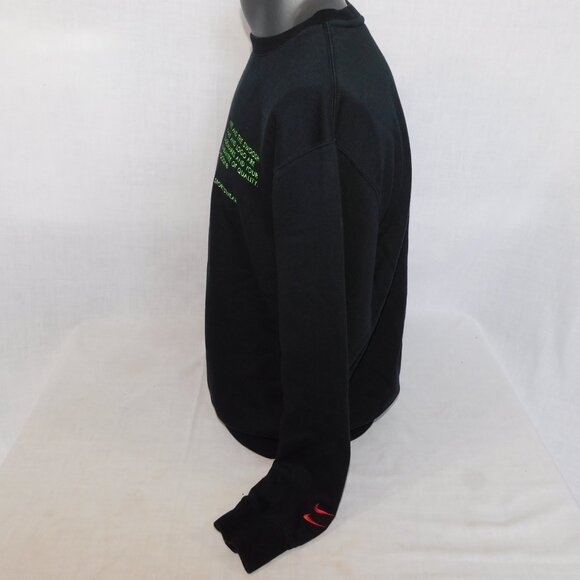 Nike Mens L Black Green Red Double Swoosh Embroidered Crewneck Sweatshirt - Picture 4 of 9